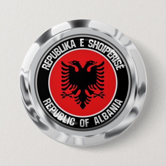 Bóton Redondo 7.62cm Albânia Round Emblem (Frente)