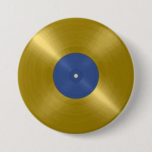Bóton Redondo 7.62cm Álbum Dourado do Vinyl Record