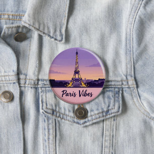 Bóton Redondo 7.62cm Alfinete de Viagem Paris Vibes – Torre Eiffel Româ