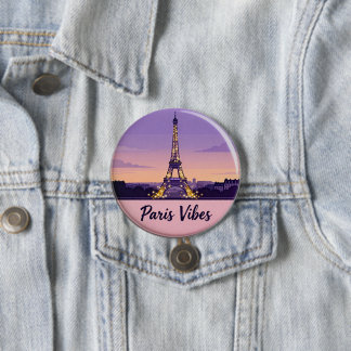 Bóton Redondo 7.62cm Alfinete de Viagem Paris Vibes – Torre Eiffel Româ