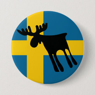 Bóton Redondo 7.62cm Älg / Moose med Svenska flaggan