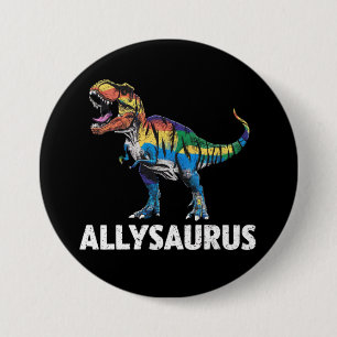 Bóton Redondo 7.62cm Allysaurus LGBT Dinossauro Bandeira Arco-Íris Alia