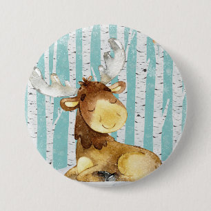 Bóton Redondo 7.62cm Amigos animais da floresta em cervos da floresta