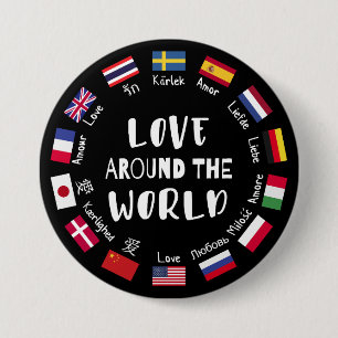 Bóton Redondo 7.62cm Amor em todo o mundo Idiomas