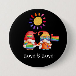Bóton Redondo 7.62cm Amor LGBTQ bonito é amor Citação Colorida Arco-Íri