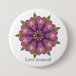 Bóton Redondo 7.62cm Amor próprio flores mandala