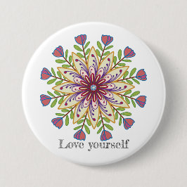Bóton Redondo 7.62cm Amor próprio flores mandala