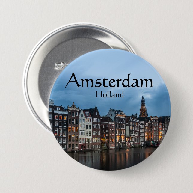 Bóton Redondo 7.62cm Amsterdam Souvenir (Frente & Verso)