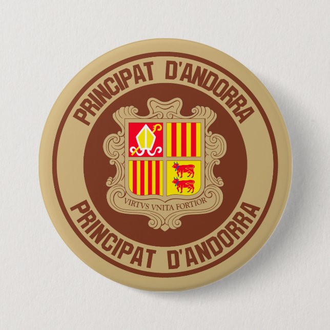 Bóton Redondo 7.62cm Andorra Round Emblem (Frente)