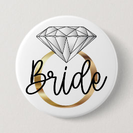 Bóton Redondo 7.62cm Anel de Noivado de Ouro Diamante Noiva