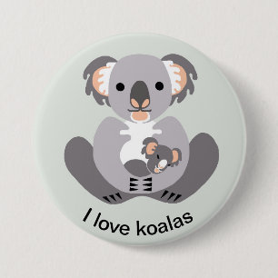 Bóton Redondo 7.62cm Animais selvagens - adoro o KOALAS - a vida selvag