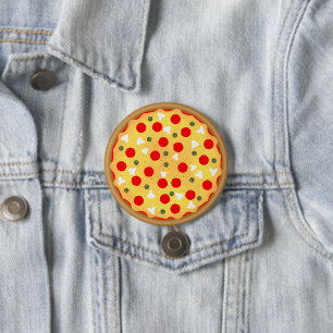 Bóton Redondo 7.62cm aniversário de criança de festa de pizza divertida