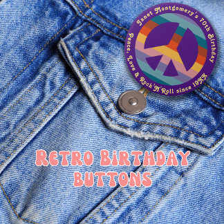 Bóton Redondo 7.62cm Aniversário do Baby Boomer do Retro Hippie 60