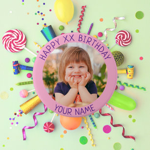 Bóton Redondo 7.62cm Aniversário Feliz Personalizado com Foto Nome e Id