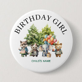 Bóton Redondo 7.62cm Aniversário Floresta Aquarela Caprichosa