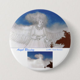 Bóton Redondo 7.62cm Anjo que abençoa em volta do Pin do botão