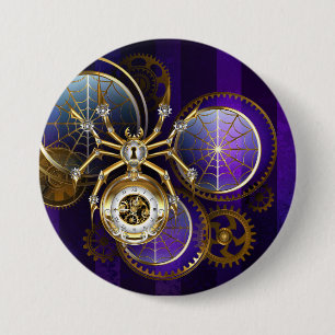 Bóton Redondo 7.62cm Aranha Steampunk no fundo roxo