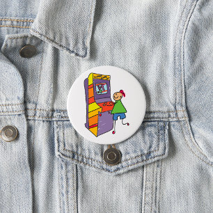 Bóton Redondo 7.62cm Arcade Gamer Stick Figura Diversão Vintage Video G