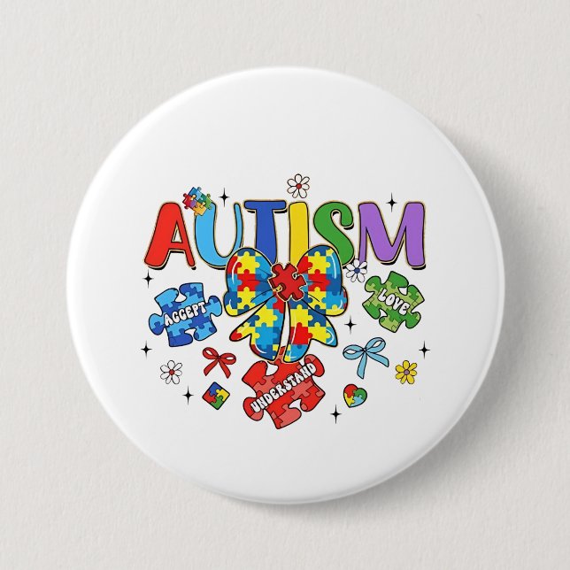 Bóton Redondo 7.62cm Arco de consciência Autismo Quebra-cabeça Piece Ne (Frente)