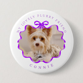 Bóton Redondo 7.62cm Arco Fita Pet Foto Pet Roxo