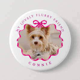 Bóton Redondo 7.62cm Arco Fita Pet Foto Vermelha