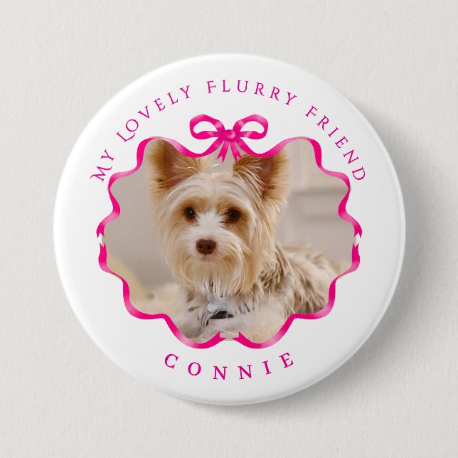 Bóton Redondo 7.62cm Arco Fita Pet Foto Vermelha (Frente)