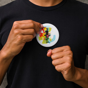 Bóton Redondo 7.62cm Arte abstrato Malhação do Homem Levantando Sumbos