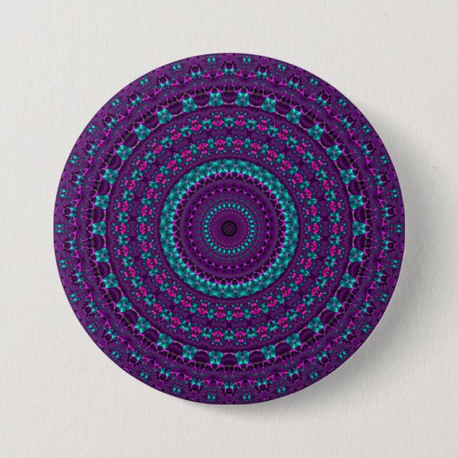 Bóton Redondo 7.62cm Arte Digital Colorida, Tone de Jewel Mandala (Frente)