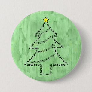 Bóton Redondo 7.62cm Árvore de Natal de Texto de Tambores