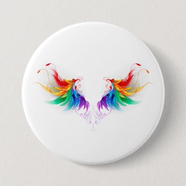 Bóton Redondo 7.62cm Asas Fluffy Rainbow (Frente)