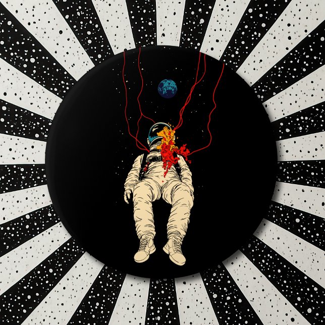 Bóton Redondo 7.62cm Astronaut and Earth Space (Criador carregado)