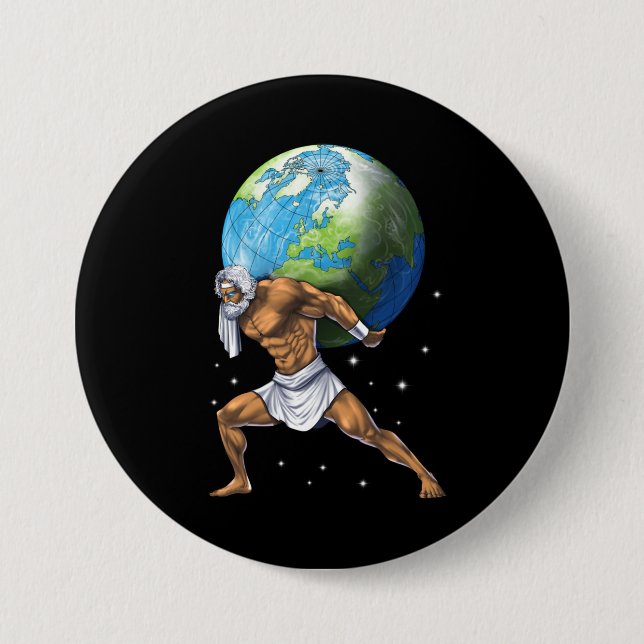 Bóton Redondo 7.62cm Atlas de Deus da mitologia grega (Frente)