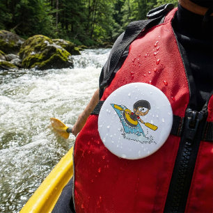 Bóton Redondo 7.62cm Aventura de Rafting com Menino Assustado