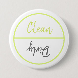 Bóton Redondo 7.62cm Aviso sobre Pratos de Lavadora de Louça Limpa e Su