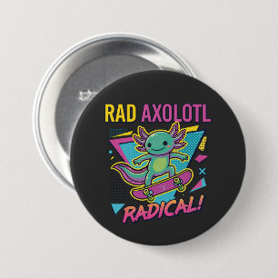 Bóton Redondo 7.62cm Axolotl Skateboard Radical neon estilo retrô dos a