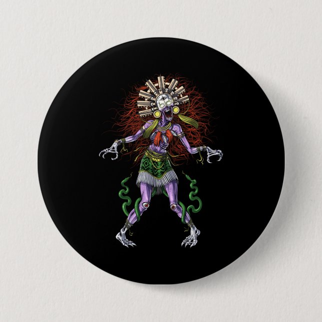 Bóton Redondo 7.62cm Aztec Mythology Deity Tzitzimitl (Frente)