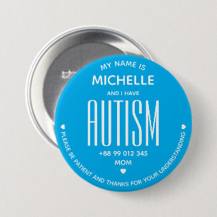 Bóton Redondo 7.62cm Azul Mínimo ASD Conscientização do Autismo ADHD Es