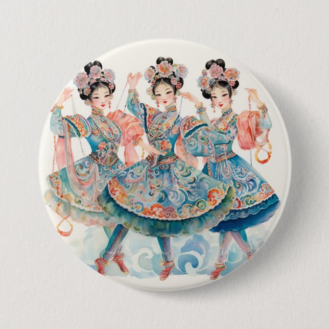 Bóton Redondo 7.62cm Ballet do Quebra-Nozes, Dançarinos Chineses (Frente)