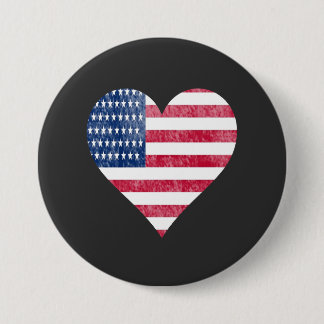 Bóton Redondo 7.62cm Bandeira americana no coração