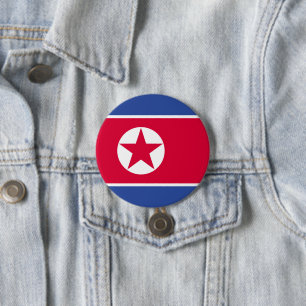 Bóton Redondo 7.62cm Bandeira da Coreia do Norte