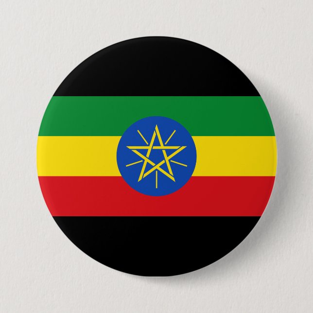 Bóton Redondo 7.62cm Bandeira da Etiópia (Frente)