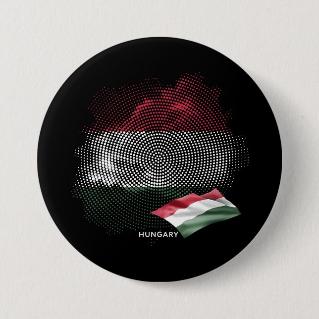Bóton Redondo 7.62cm bandeira da Hungria (Frente)
