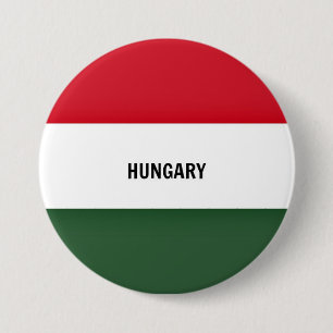 Bóton Redondo 7.62cm Bandeira da Hungria, rotulada