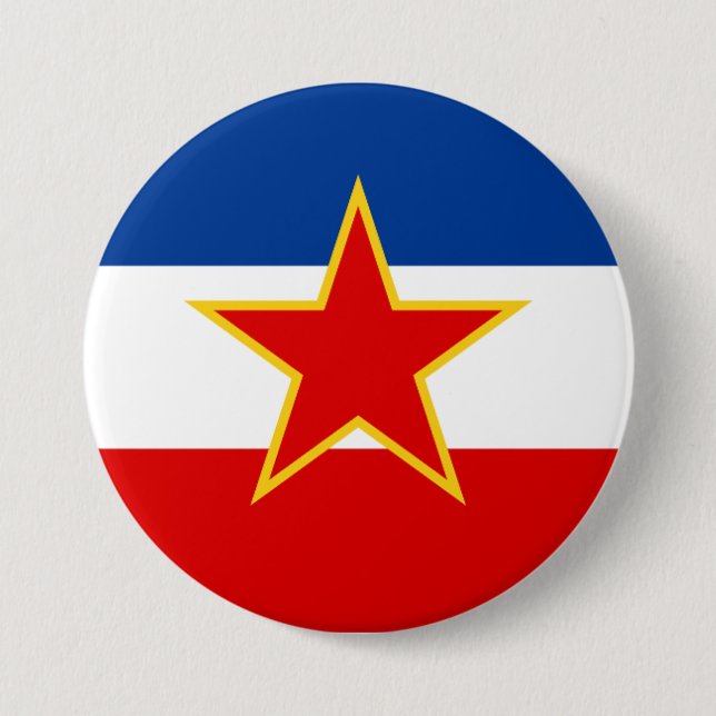 Bóton Redondo 7.62cm Bandeira da Iugoslávia (Frente)