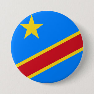 Bóton Redondo 7.62cm Bandeira da RDC (República Democrática do Congo)