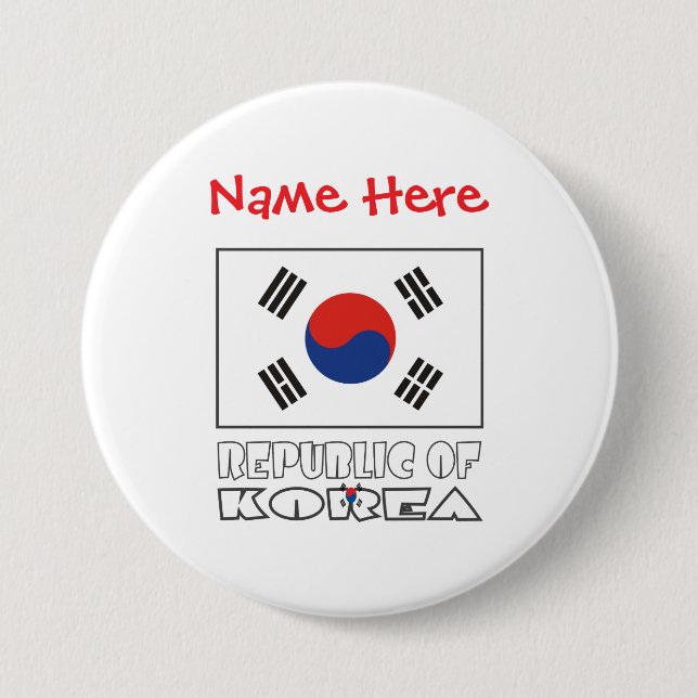 Bóton Redondo 7.62cm Bandeira da República da Coreia Personalizada (Frente)