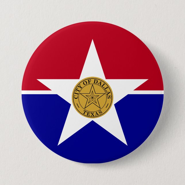 Bóton Redondo 7.62cm Bandeira de Dallas (Texas) (Frente)