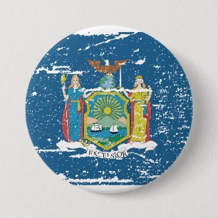 Bóton Redondo 7.62cm Bandeira de NEW YORK do vintage