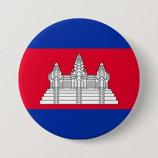 Bóton Redondo 7.62cm Bandeira do Camboja (Frente)