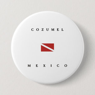 Bóton Redondo 7.62cm Bandeira do mergulho do mergulhador de Cozumel